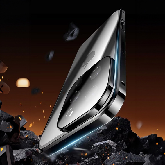 Husa pentru iPhone 16 Pro, Magnetic Dual Glass, negru