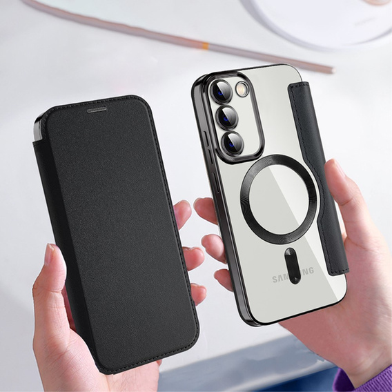 Cu clapetă pentru Samsung Galaxy S23, Wallet, MagSafe, negru