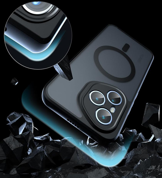 Husă pentru Honor 400 Pro 5G, pentru MagSafe, ERBORD Matt Case, negru + sticlă pentru ecran