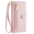 Cu clapetă pentru Motorola Moto G84 5G, Wallet Zipper Pocket, roz