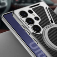 Husă pentru Samsung Galaxy S25 Ultra, GKK Kickstand Ring, pentru MagSafe, carbon negru