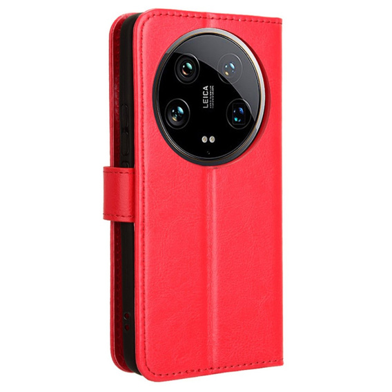 Cu clapetă pentru Xiaomi 14 Ultra, Crazy Horse Wallet, roșu