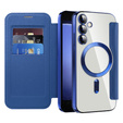 Cu clapetă pentru Samsung Galaxy S23 FE, RFID Wallet MagSafe CamShield, albastru închis