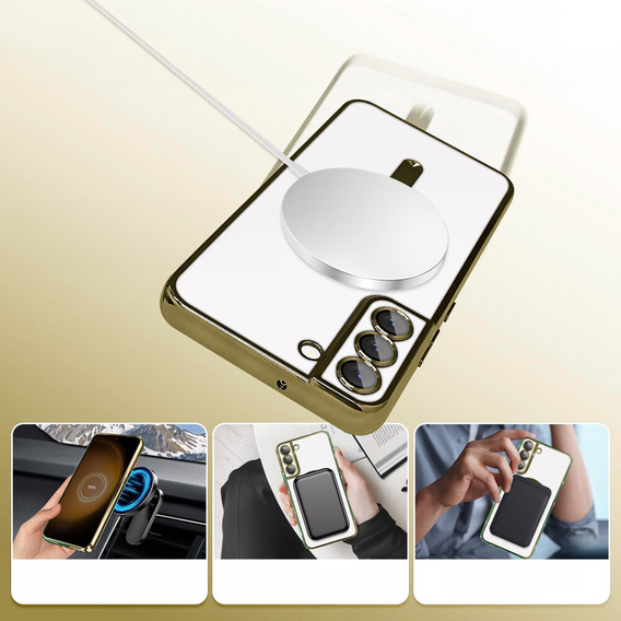 Husă pentru Samsung Galaxy S21, Electro MagSafe, de aur + Sticlă pentru ecran
