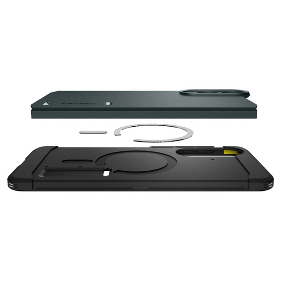 Carcasa Spigen pentru Samsung Galaxy A36 5G, Tough Armor Mag MagSafe, negru + 9H Tempered Glass