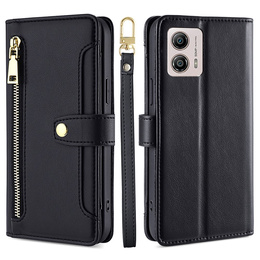 Cu clapetă pentru Motorola Moto G53 5G/ G23 4G/ G13 4G, Wallet Zipper Pocket, negru