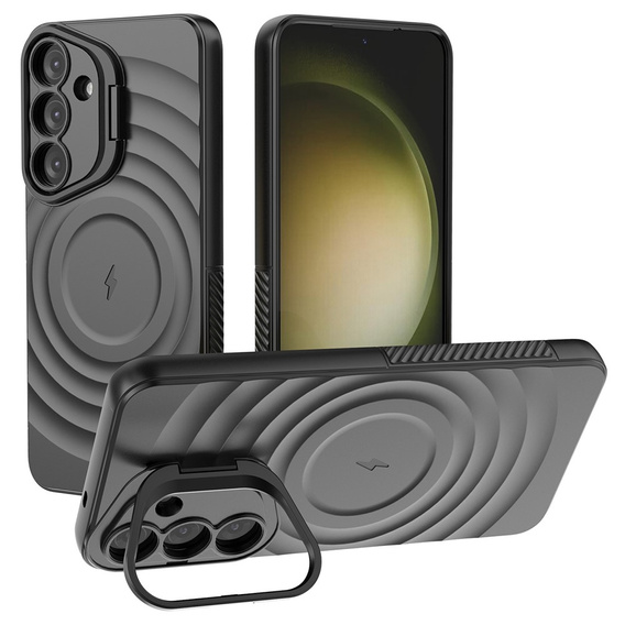 Husă pentru Samsung Galaxy S25+ Plus, Ripple Kickstand, pentru MagSafe, negru