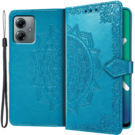 Cu clapetă pentru Motorola Moto G14, Mandala, albastru