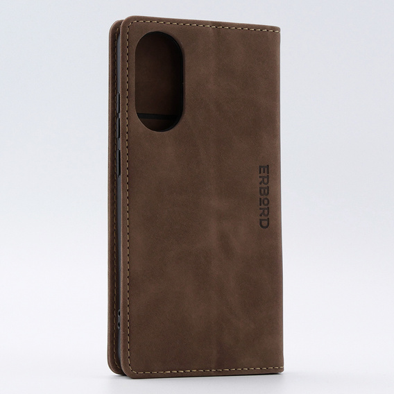 Husă pentru Oppo A78 4G, ERBORD Vintage, portofel cu clapetă, cafea