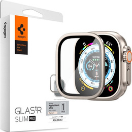 Szkło Hartowane SPIGEN GLAS.TR SLIM PRO do Apple Watch Ultra 49mm, z ramką, titanium / szare