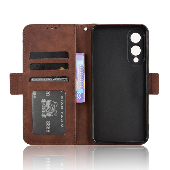 Cu clapetă pentru Samsung Galaxy S25 Edge, Card Slot, maro