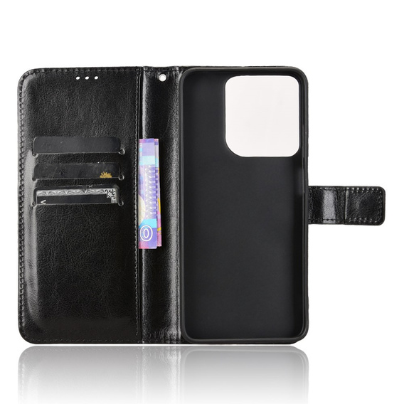 Cu clapetă pentru Motorola Moto G15 / Motorola Moto G15 Power, Crazy Horse Wallet, negru