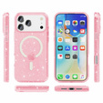 Husă pentru iPhone 17 Pro, pentru MagSafe, glitter, roz transparent