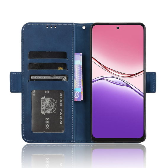 Cu clapetă pentru Oppo A5 Pro 5G, Card Slot, albastru închis