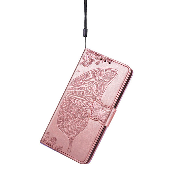 Cu clapetă pentru Samsung Galaxy A16, Butterfly, roz rose gold