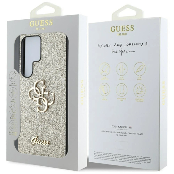 Husă GUESS Fixed Glitter Big 4G Logo pentru Samsung Galaxy S25 Ultra