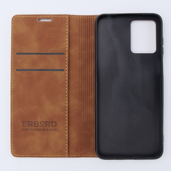 Husă pentru Motorola Moto G13/ G23 4G, ERBORD Vintage, portofel cu clapetă, maro