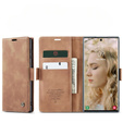 Husa CASEME pentru Samsung Galaxy S22 Ultra, Leather Wallet Case, maro