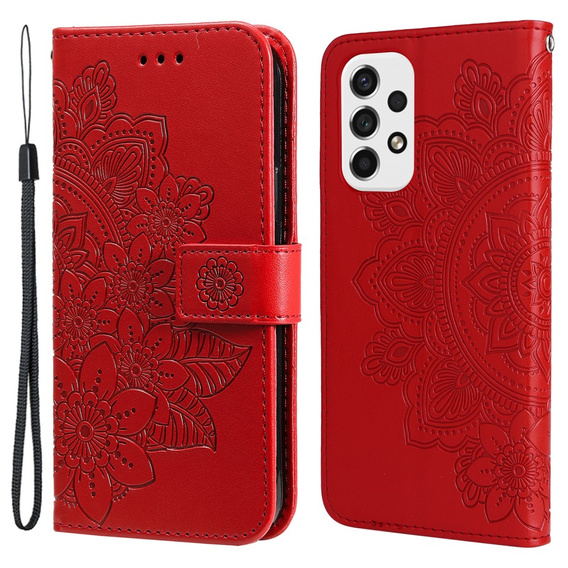 Cu clapetă pentru Samsung Galaxy A53 5G, Mandala Flower, roșu