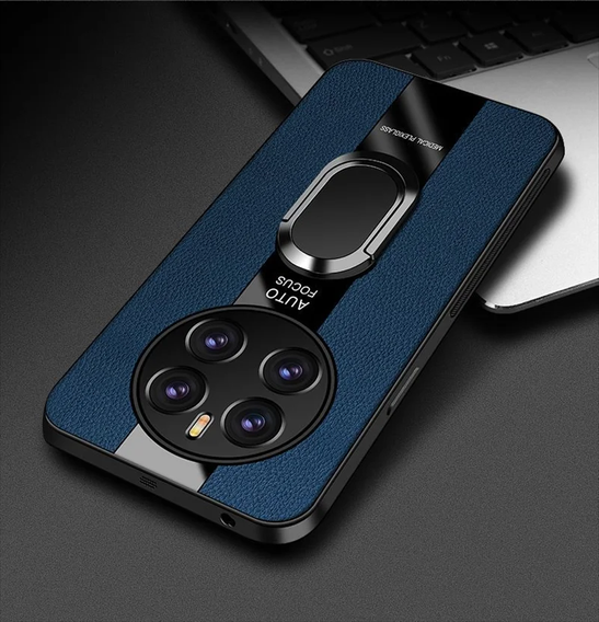 Carcasă pentru Realme 12 Pro 5G / 12 Pro+ 5G, Leather Kickstand Ring, albastru