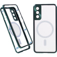 Carcasa Magnetic Dual Glass MagSafe pentru Samsung Galaxy S22, verde