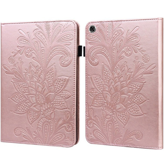 Husă cu clapetă pentru Samsung Galaxy Tab A8 10.5 SM-X200 SM-X205, flower, roz rose gold