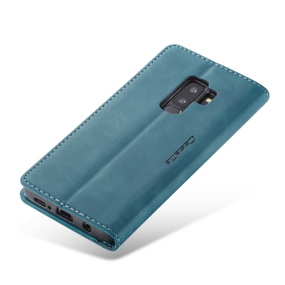 Husa CASEME pentru Samsung Galaxy S9 Plus, Leather Wallet Case, albastru