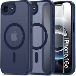 Husă pentru iPhone 16E, pentru MagSafe, ERBORD Matt Case, negru + sticlă pentru ecran