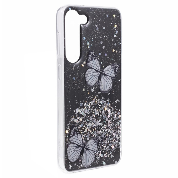 Husă pentru Samsung Galaxy S24, Glitter Butterfly, negru