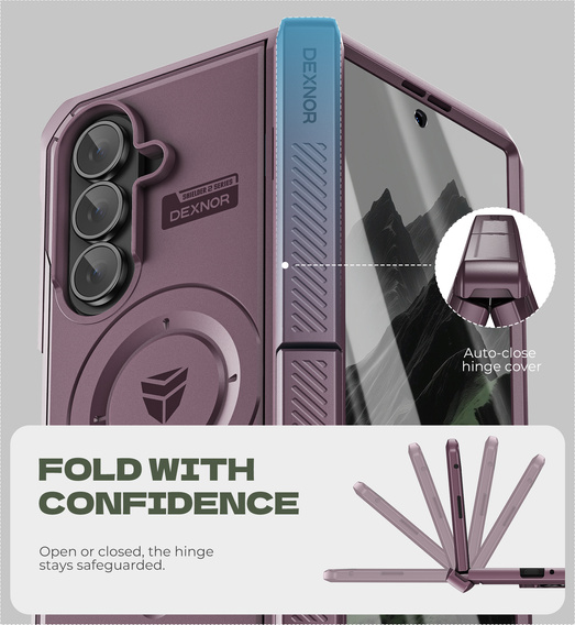 Husă magnetică blindată Dexnor cu două suporturi pentru Samsung Galaxy Z Fold7