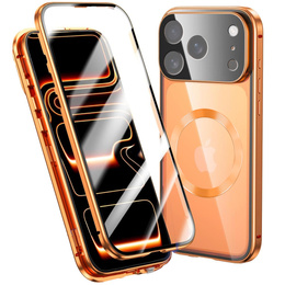 Husă magnetică dublă din sticlă pentru MagSafe pentru iPhone 17 Pro, portocaliu