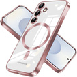 Husă pentru Samsung Galaxy S25, Electro MagSafe, roz rose gold + Sticlă pentru ecran