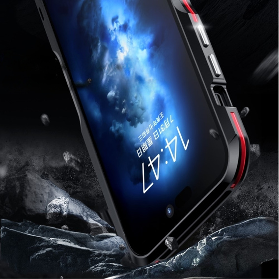 Husa LUPHIE pentru iPhone 15 Plus, Armor Bumper, negru / roșu