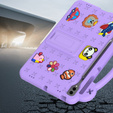 Husă pentru copii pentru Samsung Galaxy Tab S10+ Plus, Cute Patterns, cu suport, violet