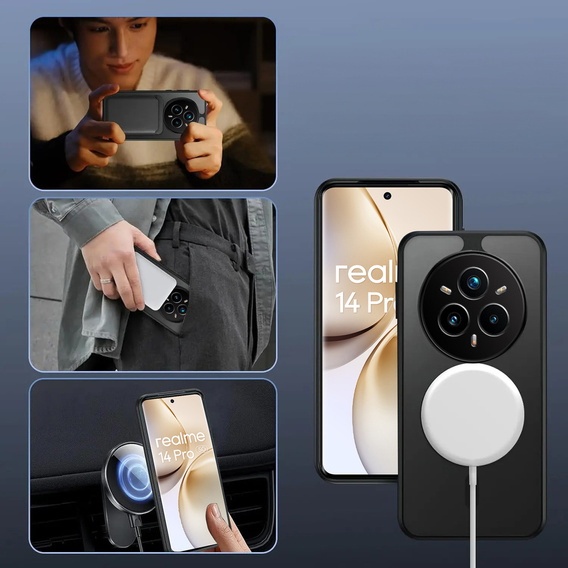 Husă pentru Realme 14 Pro+ 5G, pentru MagSafe, ERBORD Matt Case, negru