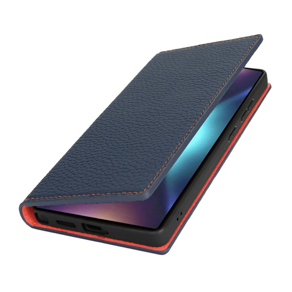 Cu clapetă pentru Samsung Galaxy S25 Ultra, Litchi Skin Grain, albastru închis
