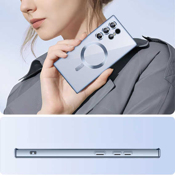 Husă pentru Samsung Galaxy S25 Ultra, Electro MagSafe, albastru închis + Sticlă pentru ecran