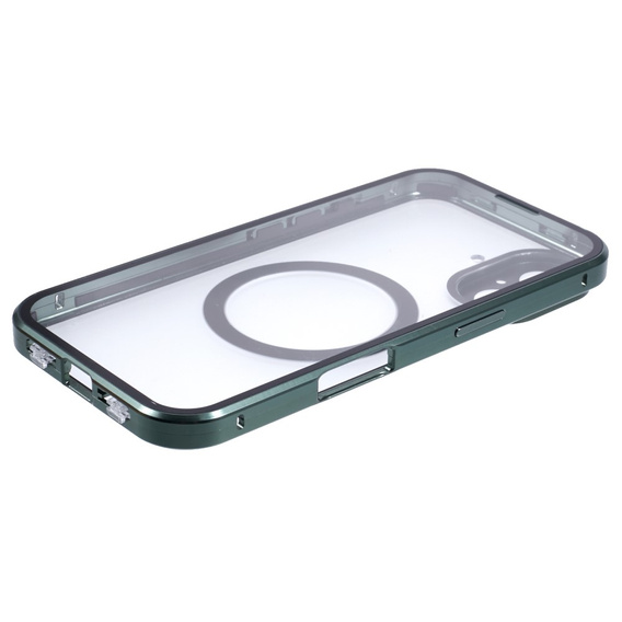 Carcasa Magnetic Dual Glass MagSafe pentru iPhone 16, verde