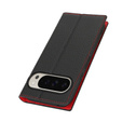 Husă cu clapetă pentru Google Pixel 10 Pro XL, piele Litchi Grain, negru