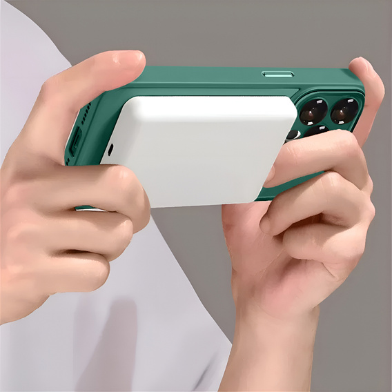 Husă pentru iPhone 16 Plus, pentru MagSafe, ERBORD Matt Case, verde + sticlă pentru ecran