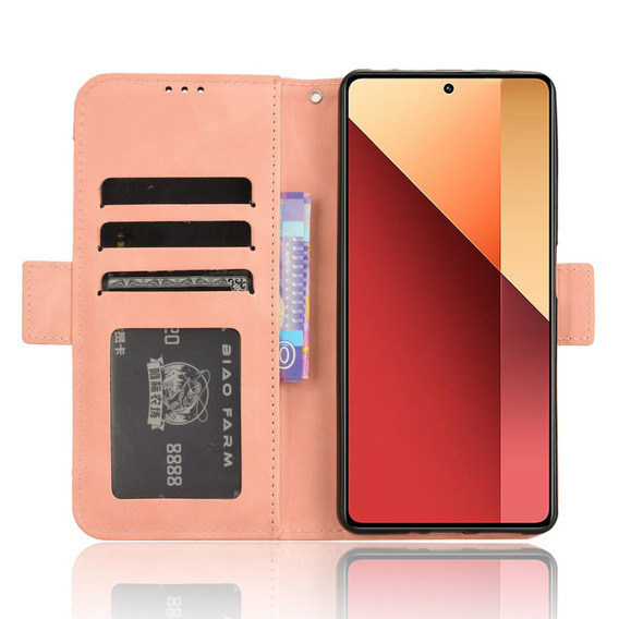 Cu clapetă pentru Xiaomi Redmi Note 13 Pro 4G, Card Slot, roz