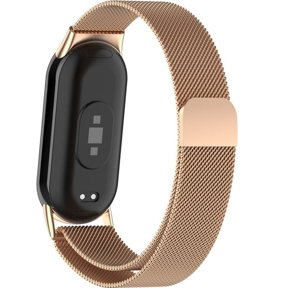 Brățară milaneză cu brățară cu carcasă pentru Xiaomi Smart Band 10 / 9 / 8, aur roz