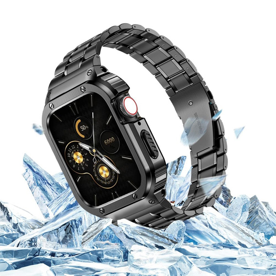 Brățară din oțel cu carcasă pentru Apple Watch 7/8/9 45MM, negru