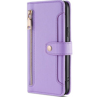 Cu clapetă pentru Samsung Galaxy S23, Wallet Zipper Pocket, violet