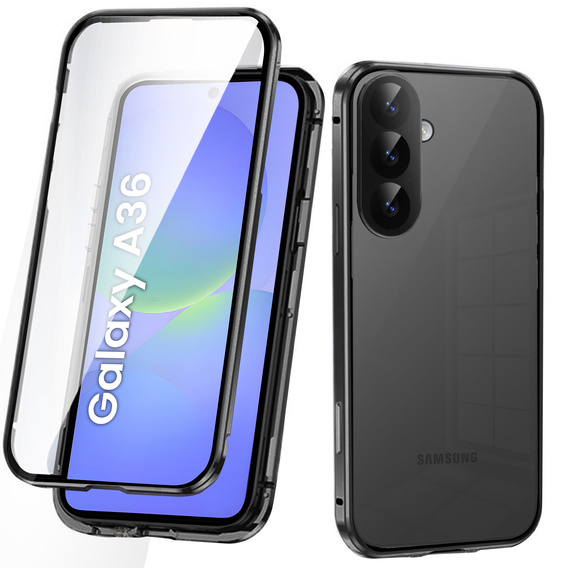 Husa pentru Samsung Galaxy A36, Magnetic Dual Glass, negru