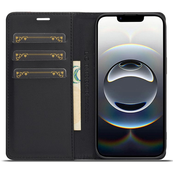 Carcasă cu clapetă pentru iPhone 16e, Carbon LC.IMEEKE, negru