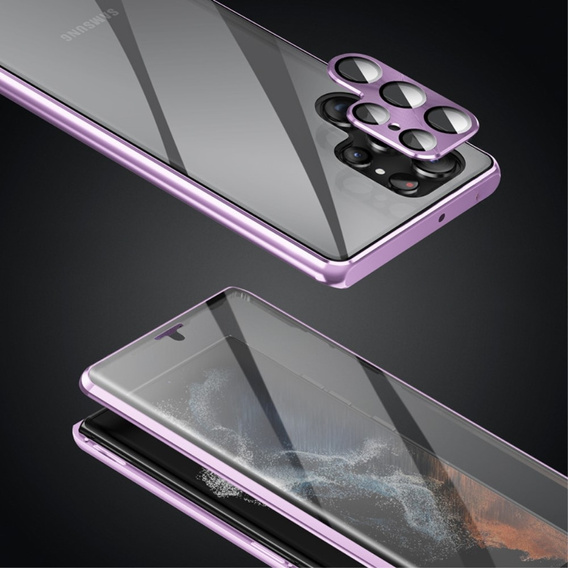 Husa pentru Samsung Galaxy S21 Ultra, Magnetic Dual Glass, violet