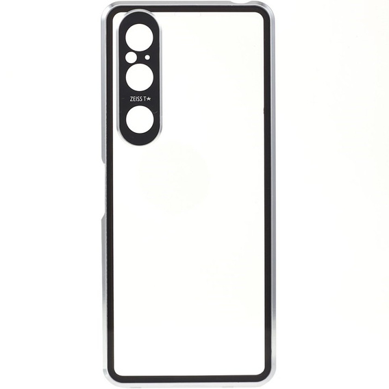 Husa pentru Sony Xperia 1 V, Magnetic Dual Glass, de argint