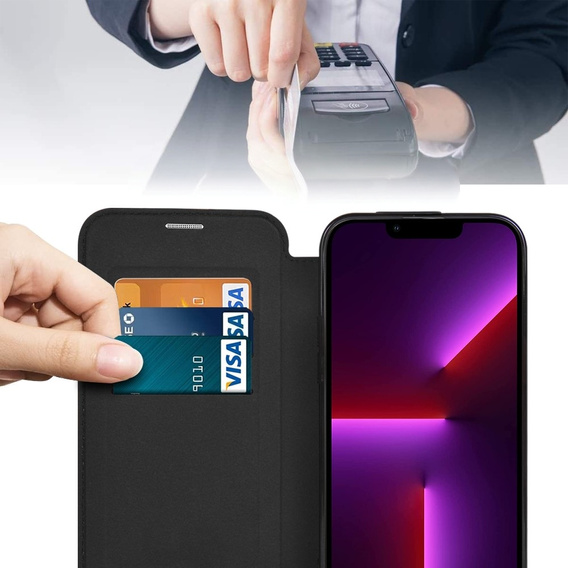 Cu clapetă pentru iPhone 13 Pro, RFID Wallet MagSafe CamShield, negru