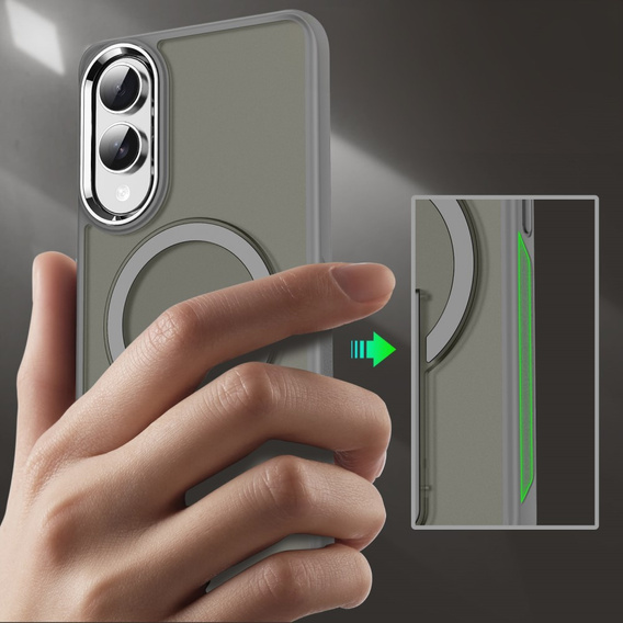 Husă pentru Samsung Galaxy S25 Edge, Kickstand Matt Case, pentru MagSafe, gri titan